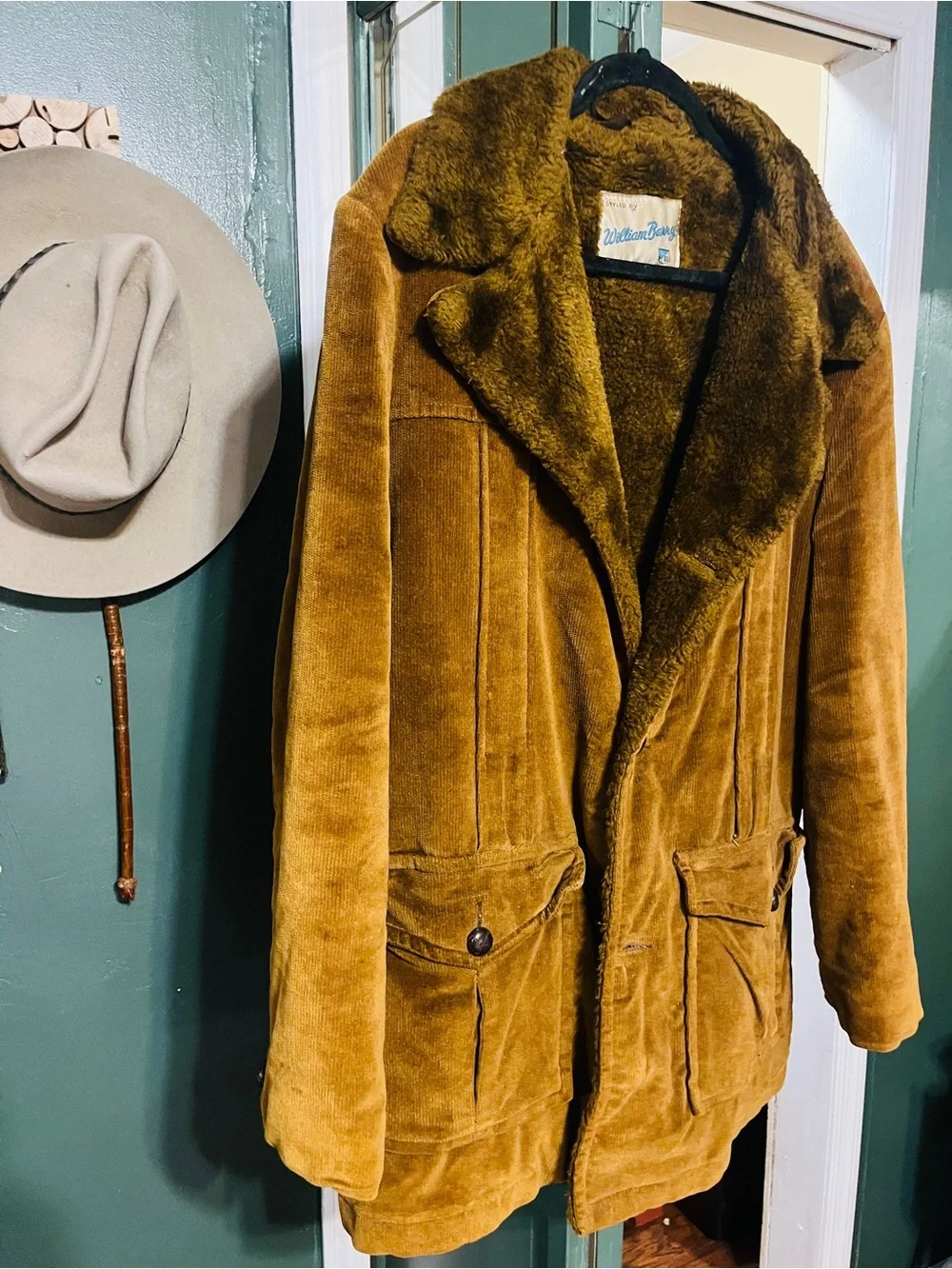 William Barry Men's Tan/Brown Corduroy Sherpa Jacket